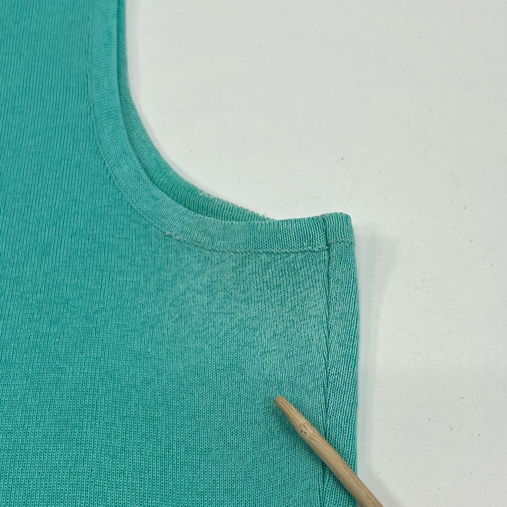 Women's Ming Wang Teal Knit Black Accent Tank Top 100% Acrylic - Size Large - Image 9